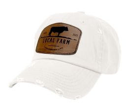 3 Bulk Design Patch Distressed Washed Cotton Caps White