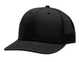 3 Bulk 6-Panel Smooth Tencel Snapback Caps With Mesh Black
