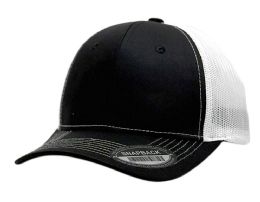 3 Bulk 6-Panel Smooth Tencel Snapback Caps With Mesh Black/White