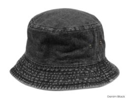 6 Bulk Kids 100% Cotton Bucket Hats Denim Black