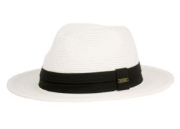 6 Bulk Panama Paper Straw Braid Hats With Grosgrain Band Assorted White