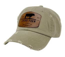 3 Bulk Design Patch Distressed Washed Cotton Caps Olive