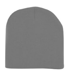 12 Bulk 8-inch Short Solid Color Ski Beanie Hat Charcoal
