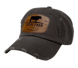 3 Bulk Design Patch Distressed Washed Cotton Caps Dark Gray