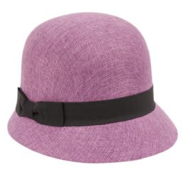 6 Bulk Linen/cotton Cloche Hats With Black Band Lavender