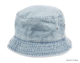 6 Bulk Kids 100% Cotton Bucket Hats Denim Lt Blue