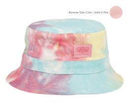6 Bulk Tie Dye Cotton Reversible Bucket Hats Mix Lt Pink