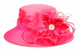 12 Bulk Fascinator With Big Flower Trim Hot Pink