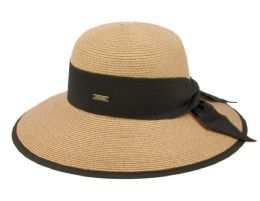 6 Bulk Paper Straw Sun Floppy Hats W/grosgrain Band & Fabric Edge Toast