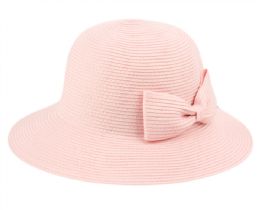 6 Bulk Packable Poly Braid Bucket Sun Hats With Ribbon Indi Pink