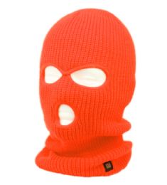 12 Bulk 3 Holes Knit Winter Sports Mask Neon Orange