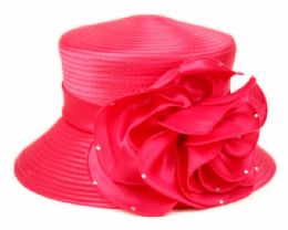 12 Bulk Fascinator With Big Flower Trim Hot Pink