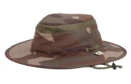6 Bulk Outdoor Safari Hat With Chin Cord Strap Assorted Camo Green