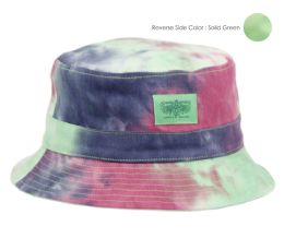 6 Bulk Tie Dye Cotton Reversible Bucket Hats Mix Lime Green