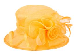 12 Bulk Sinamay Fascinator With Flower Trim Orange