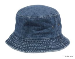 6 Bulk Plain Cotton Spring/summer Bucket Hats Assorted Denim Blue