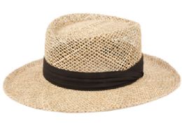 6 Bulk Gambler Straw Hats With Grosgrain Band