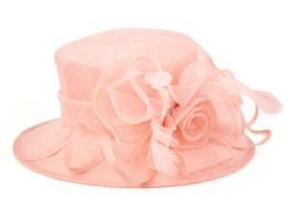 12 Bulk Sinamay Fascinator With Flower Trim Pink