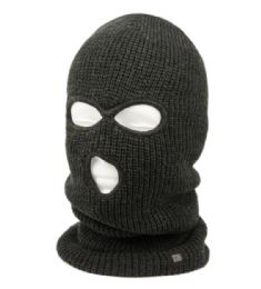 12 Bulk 3 Holes Knit Winter Sports Mask Charcoal