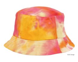 6 Bulk Tie Dye Multi Color Cotton Bucket Hats Multi Orange