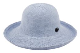 6 Bulk Wide Brim Sun Bucket Hats With Roll Up Edge Indigo Blue
