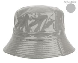 6 Bulk Packable Reversible Two Sides Bucket Hats Gray