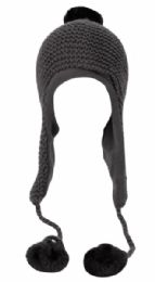 12 Bulk Winter Knit Trooper Hats W/pom Pom & Chin Cod Tpn1250 Assorted