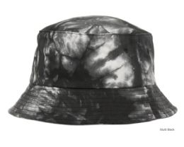 6 Bulk Tie Dye Multi Color Cotton Bucket Hats Multi Black