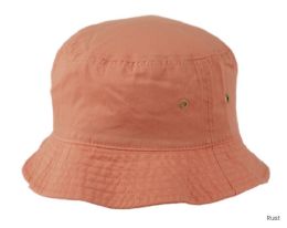 6 Bulk Plain Cotton Spring/summer Bucket Hats Assorted Rust