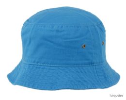 6 Bulk Plain Cotton Spring/summer Bucket Hats Assorted Turquoise