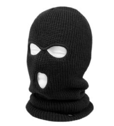 12 Bulk 3 Holes Knit Winter Sports Mask Black