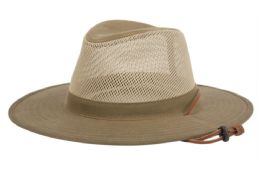 12 Bulk Outdoor Safari Hats With Mesh Crown Assorted Tan
