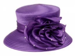 12 Bulk Fascinator With Big Flower Trim Purple