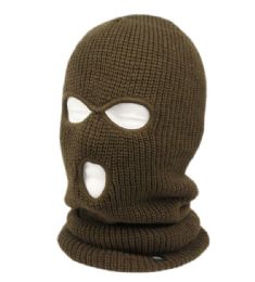 12 Bulk 3 Holes Knit Winter Sports Mask Olive