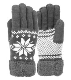 12 Bulk Snowflake Winter Knit Gloves W/screen Touch Assorted