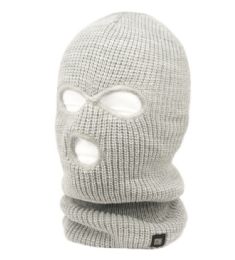 12 Bulk 3 Holes Knit Winter Sports Mask Ash Gray