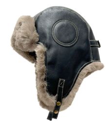 6 Bulk Winter Faux Fur Aviator Trapper Hats Black