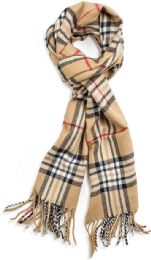 12 Bulk Plaid Soft Cashmere Feel Scarf Khaki