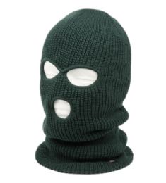 12 Bulk 3 Holes Knit Winter Sports Mask Hunter Green