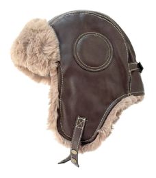 6 Bulk Winter Faux Fur Aviator Trapper Hats Brown