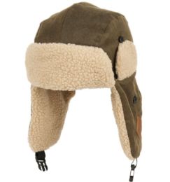 12 Bulk Wax Cotton/sherpa Fur Winter Trapper Hats