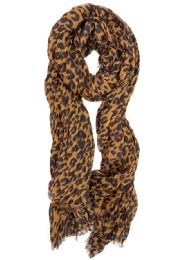 12 Bulk Leopard Print Scarf Khaki