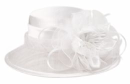 12 Bulk Fascinator With Big Flower Trim White