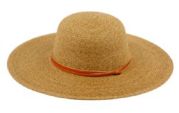 3 Bulk Braid Straw Floppy Hats With Leather Band Toast