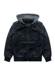 24 Bulk Boys Faux Leather Jacket In Black Assorted Sizes 8-16