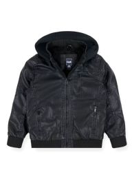 24 Bulk Boys Faux Leather Jacket In Black Assorted Sizes 8-16