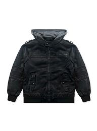24 Bulk Boys Faux Leather Jacket In Black Assorted Sizes 8-16