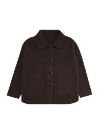 12 Bulk Womens Faux Wool ButtoN-Front Coat In Brown, Assorted Sizes S/m And L/xl