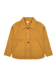 12 Bulk Womens Faux Wool ButtoN-Front Coat In Mustard, Assorted Sizes S/m And L/xl