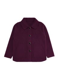 12 Bulk Womens Faux Wool ButtoN-Front Coat In Plum, Assorted Sizes S/m And L/xl